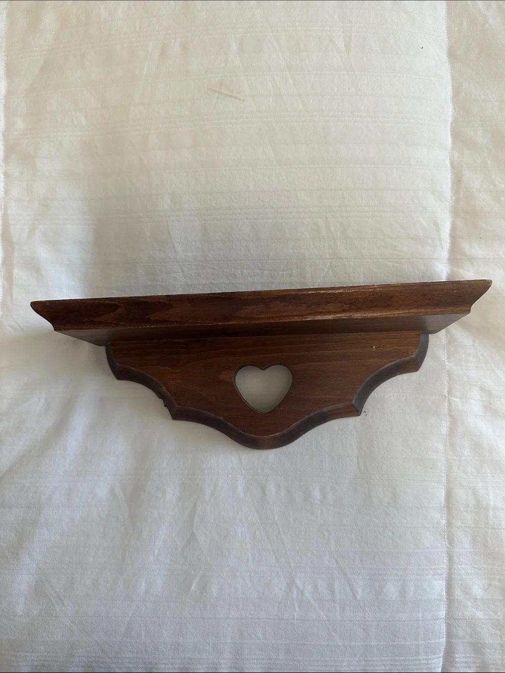 Cottage-core Style Heart Cutout Wooden Wall Shelf - Brown